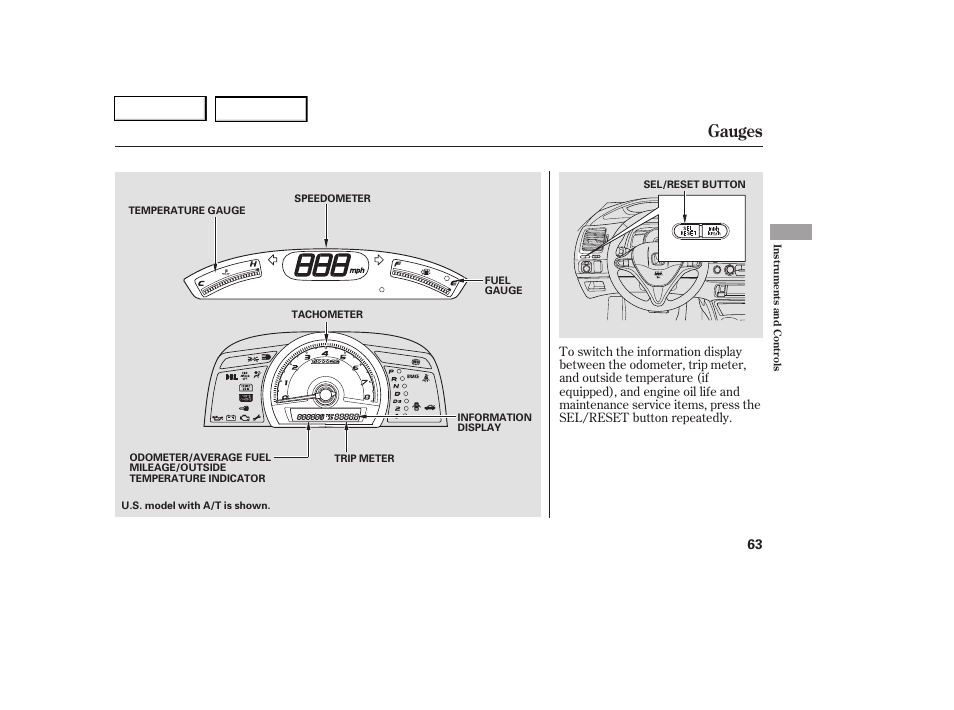 Gauges | HONDA 2006 Civic Coupe - Owner's Manual User Manual | Page 67 / 307