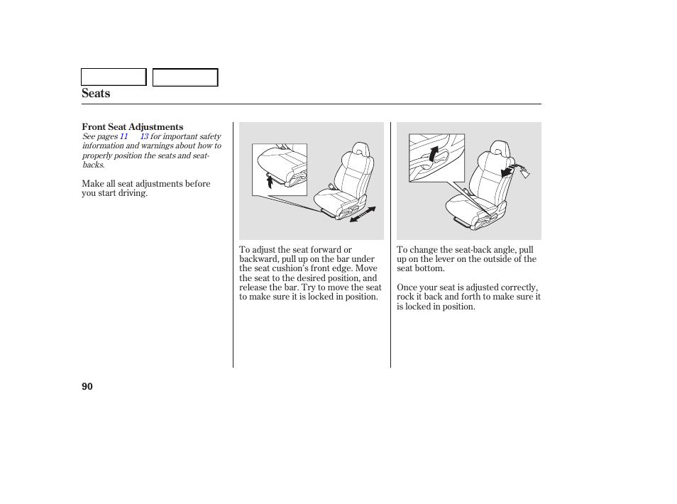 Seats | HONDA 2006 Civic Coupe - Owner's Manual User Manual | Page 94 / 307