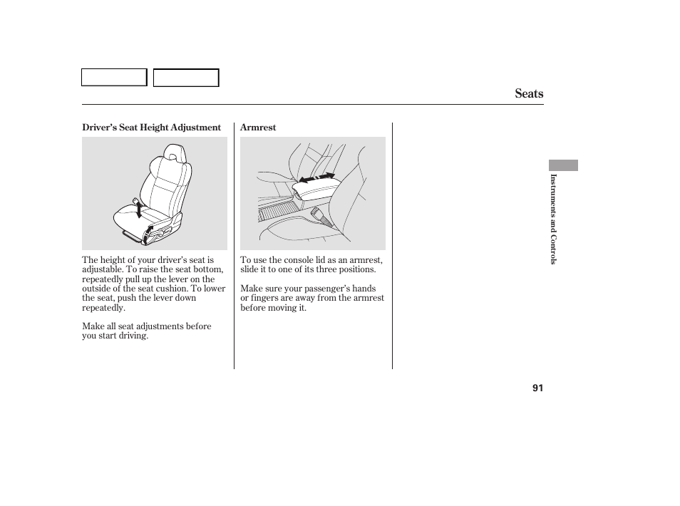 Seats | HONDA 2006 Civic Coupe - Owner's Manual User Manual | Page 95 / 307