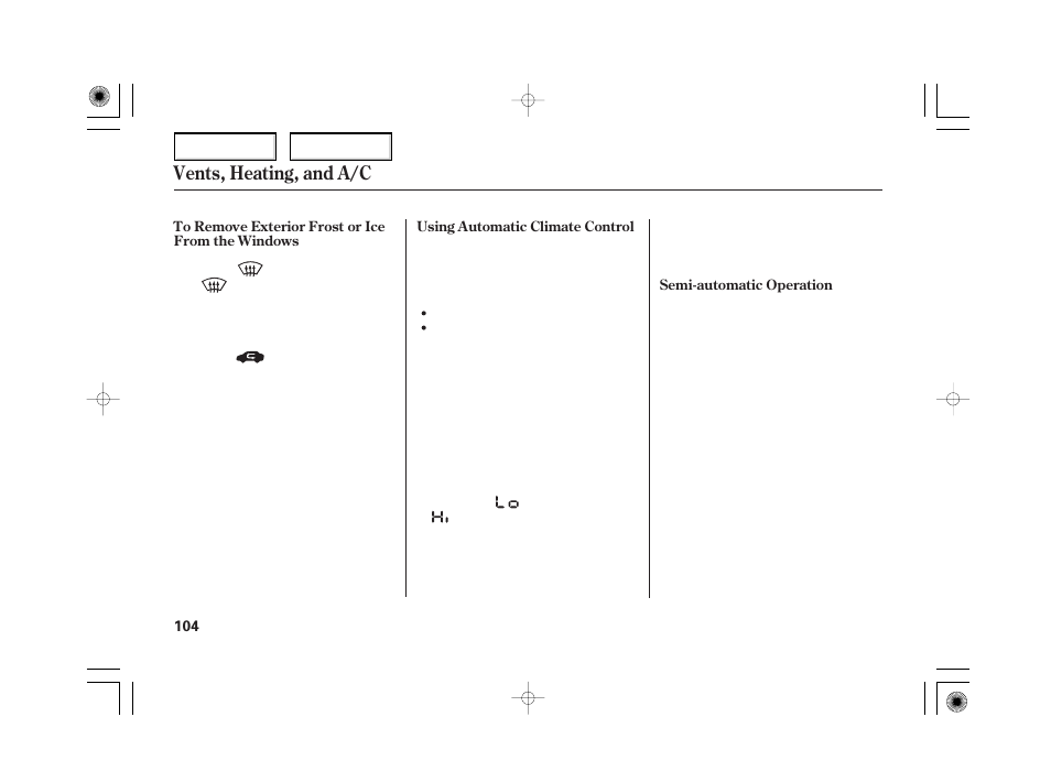 Vents, heating, and a/c | HONDA 2006 Civic Hybrid - Owner's Manual User Manual | Page 106 / 267