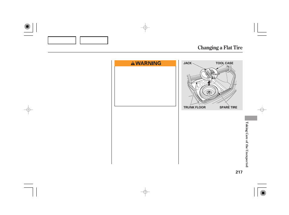 Changing a flat tire | HONDA 2006 Civic Hybrid - Owner's Manual User Manual | Page 219 / 267