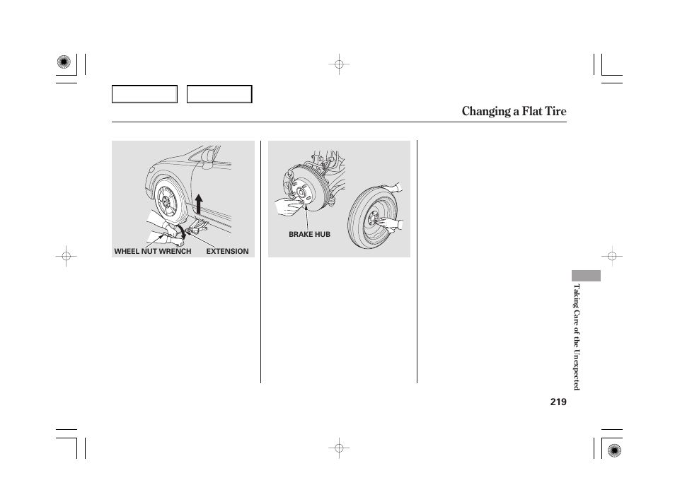 Changing a flat tire | HONDA 2006 Civic Hybrid - Owner's Manual User Manual | Page 221 / 267