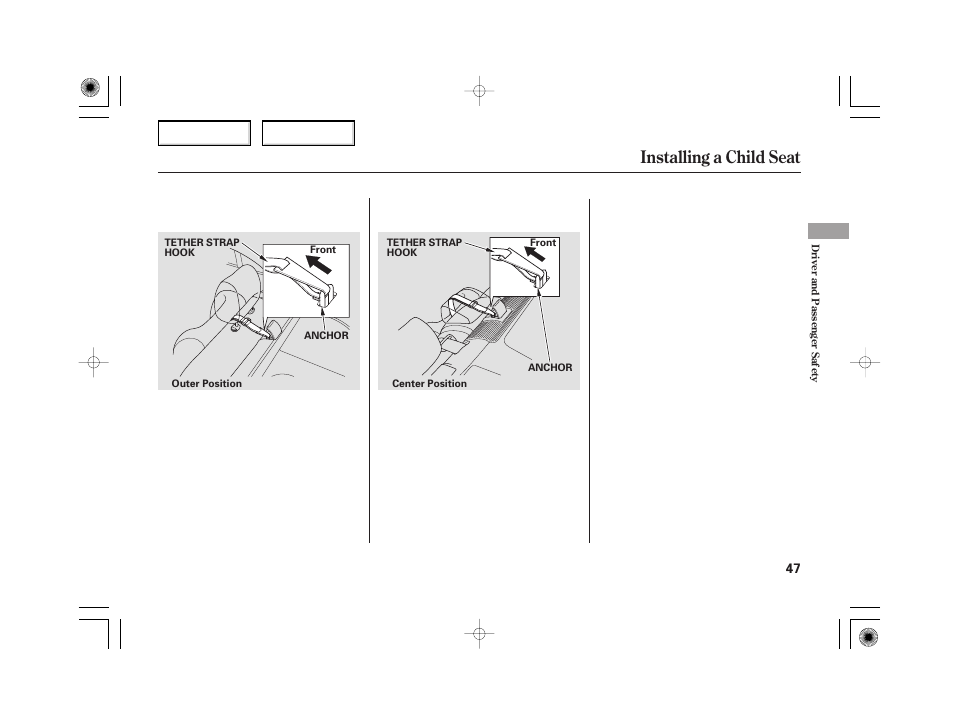 Installing a child seat | HONDA 2006 Civic Hybrid - Owner's Manual User Manual | Page 49 / 267