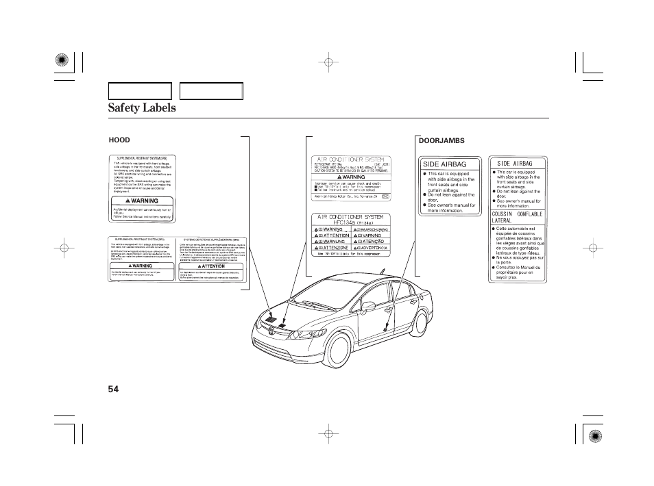 Safety labels | HONDA 2006 Civic Hybrid - Owner's Manual User Manual | Page 56 / 267
