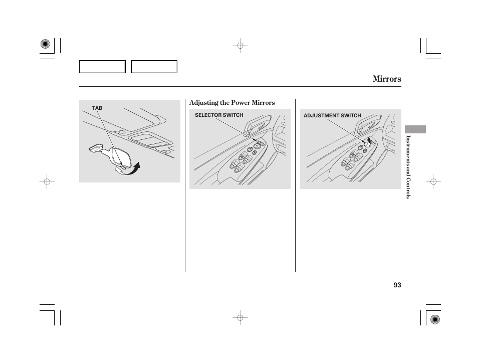 Mirrors | HONDA 2006 Civic Hybrid - Owner's Manual User Manual | Page 95 / 267