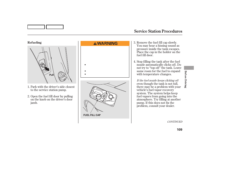 Service station procedures | HONDA 2006 S2000 - Owner's Manual User Manual | Page 111 / 221