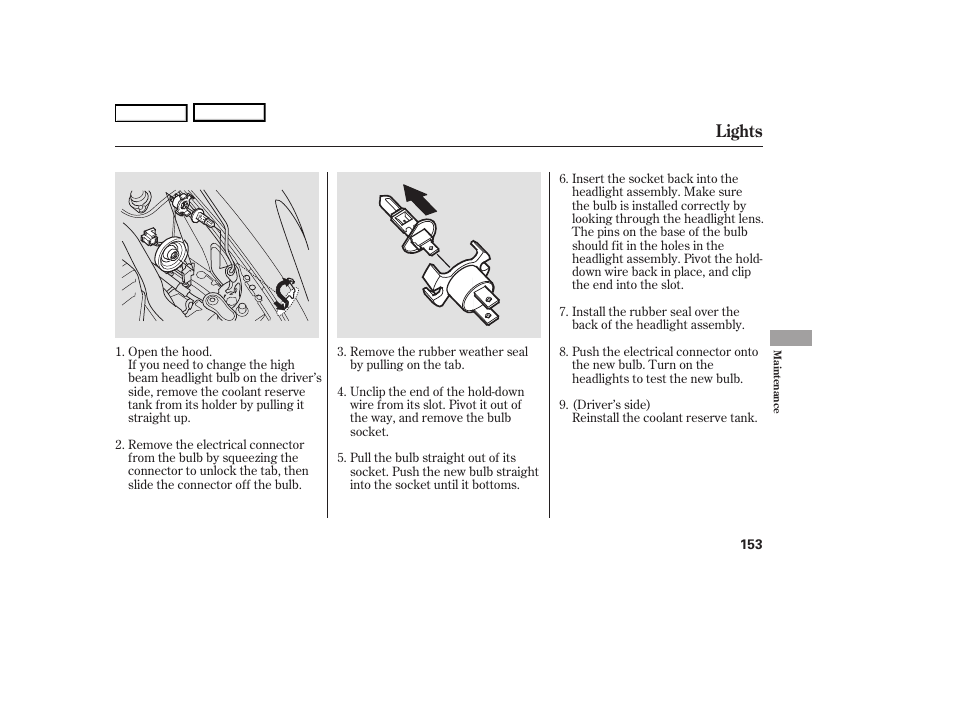 Lights | HONDA 2006 S2000 - Owner's Manual User Manual | Page 155 / 221