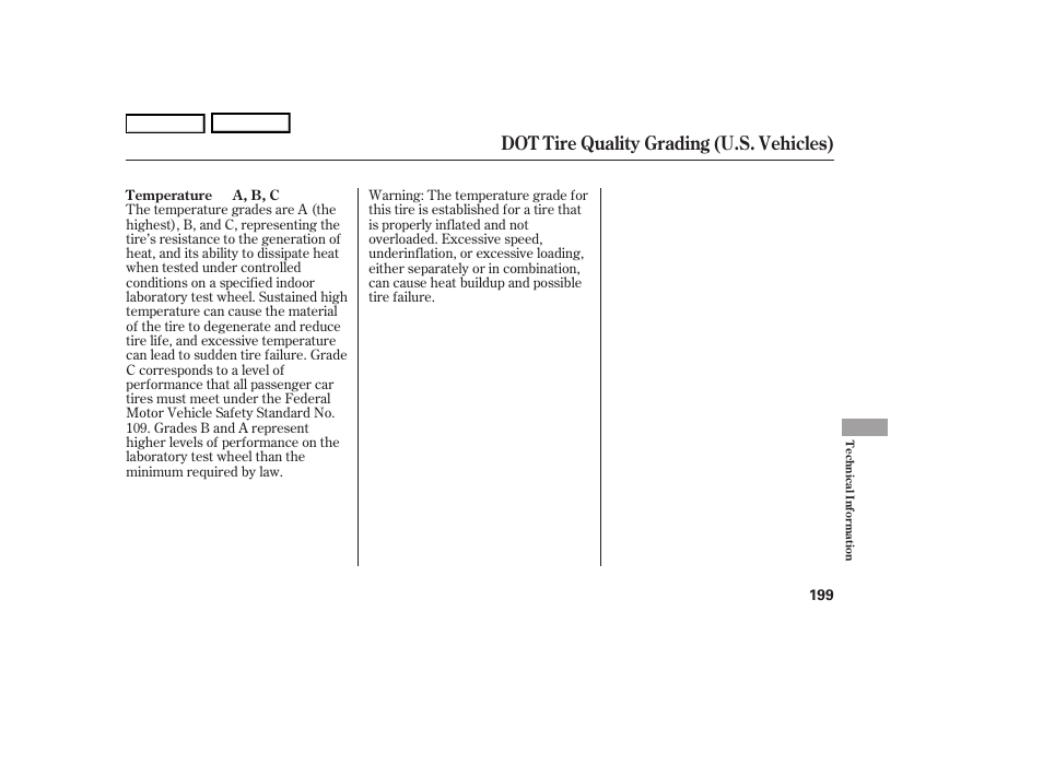 Dot tire quality grading (u.s. vehicles) | HONDA 2006 S2000 - Owner's Manual User Manual | Page 201 / 221