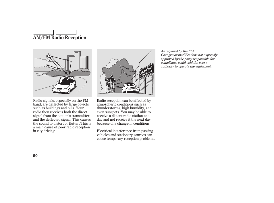 Am/fm radio reception | HONDA 2006 S2000 - Owner's Manual User Manual | Page 92 / 221