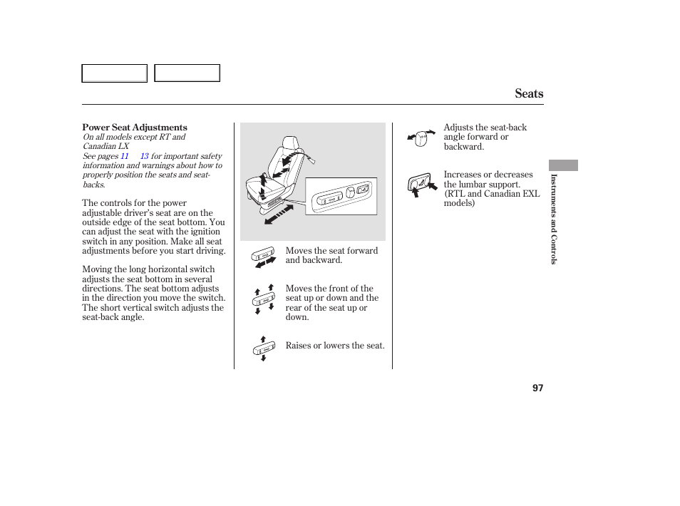 Seats | HONDA 2006 Ridgeline - Owner's Manual User Manual | Page 100 / 320