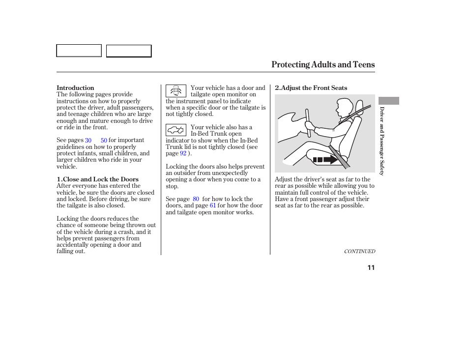 Protecting adults and teens | HONDA 2006 Ridgeline - Owner's Manual User Manual | Page 14 / 320