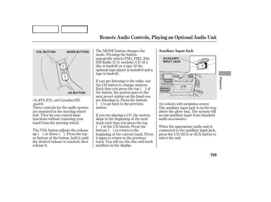 HONDA 2006 Ridgeline - Owner's Manual User Manual | Page 162 / 320