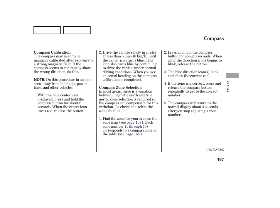 Compass | HONDA 2006 Ridgeline - Owner's Manual User Manual | Page 170 / 320