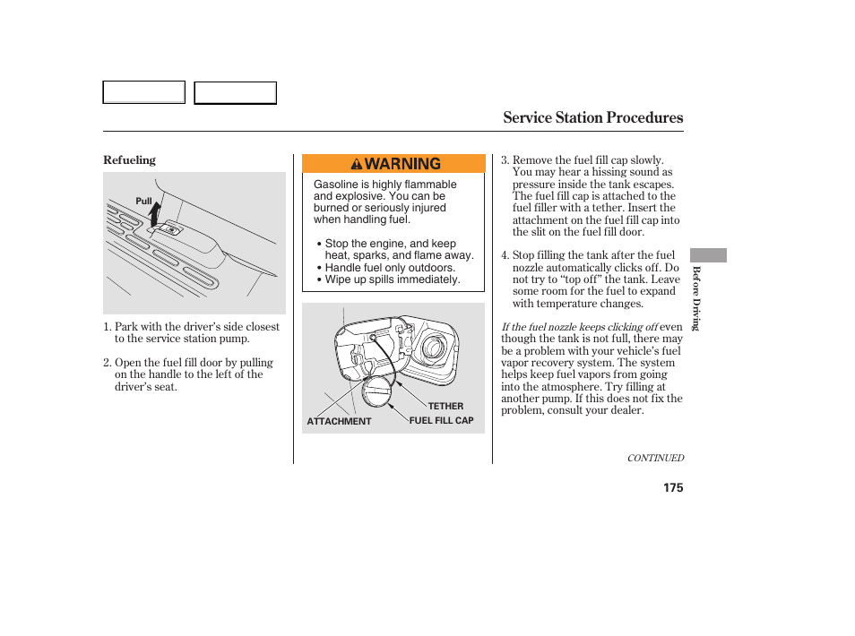 Service station procedures | HONDA 2006 Ridgeline - Owner's Manual User Manual | Page 178 / 320