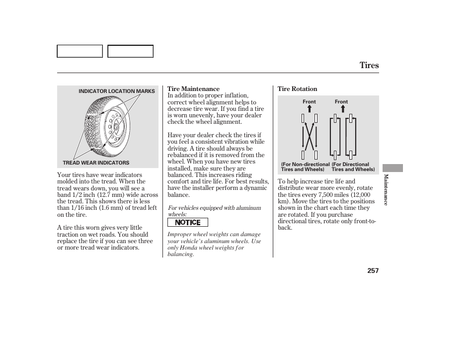 Tires | HONDA 2006 Ridgeline - Owner's Manual User Manual | Page 260 / 320