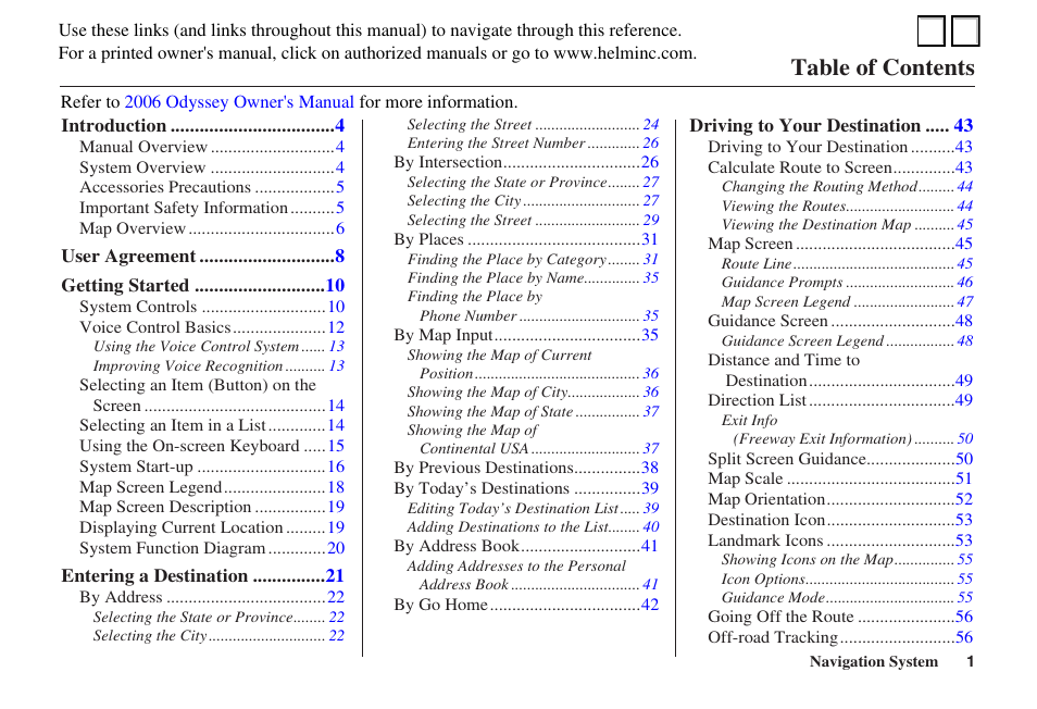 HONDA 2006 Odyssey - Navigation Manual User Manual | 3 pages