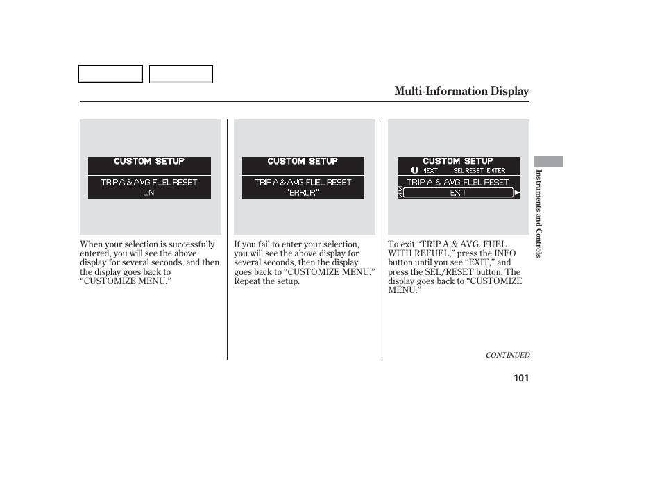 Multi-information display | HONDA 2006 Odyssey - Owner's Manual User Manual | Page 102 / 420