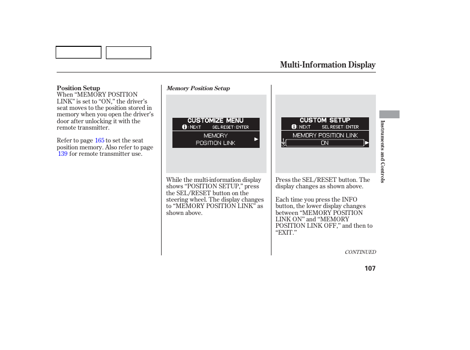 Multi-information display | HONDA 2006 Odyssey - Owner's Manual User Manual | Page 108 / 420