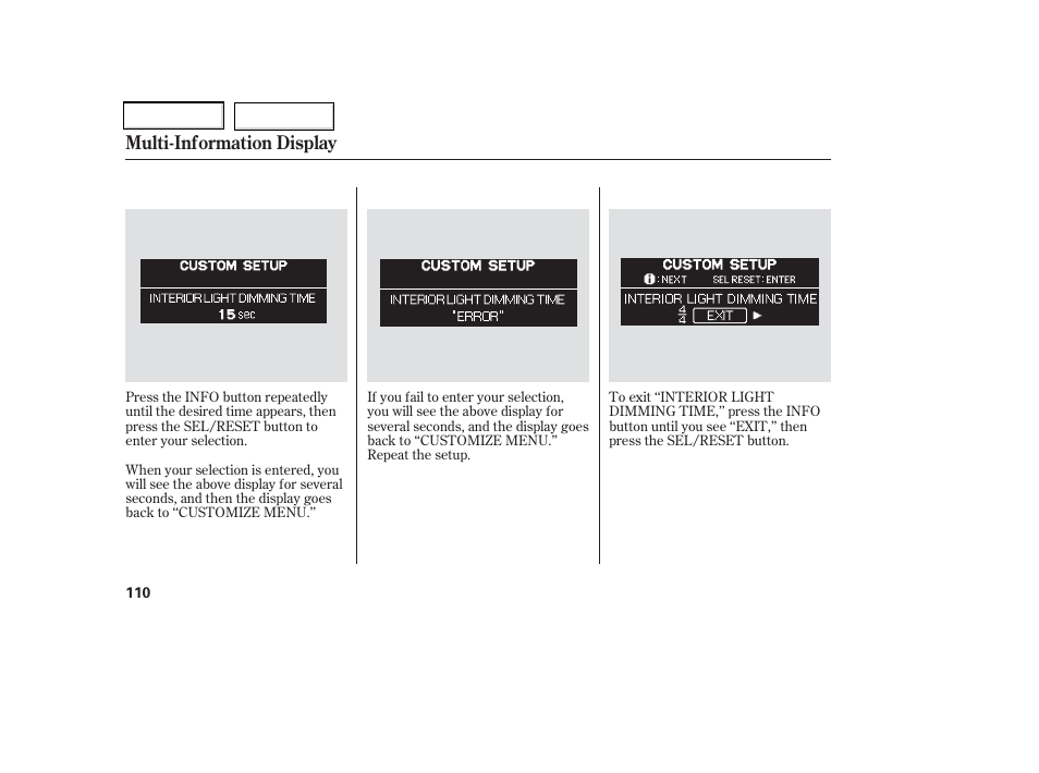 Multi-information display | HONDA 2006 Odyssey - Owner's Manual User Manual | Page 111 / 420