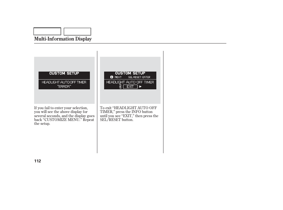 Multi-information display | HONDA 2006 Odyssey - Owner's Manual User Manual | Page 113 / 420