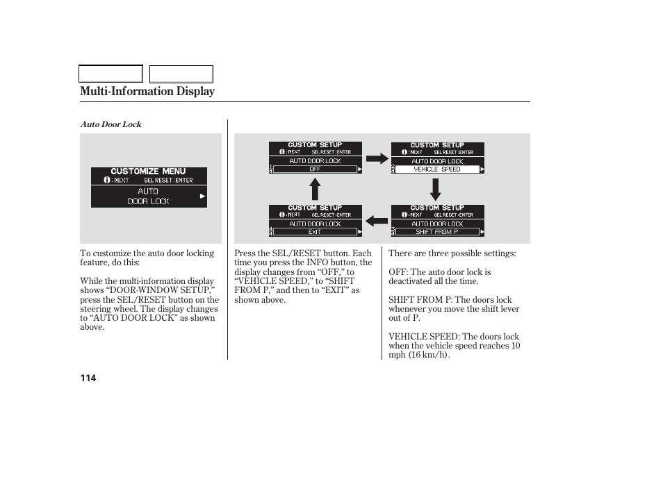 Multi-information display | HONDA 2006 Odyssey - Owner's Manual User Manual | Page 115 / 420