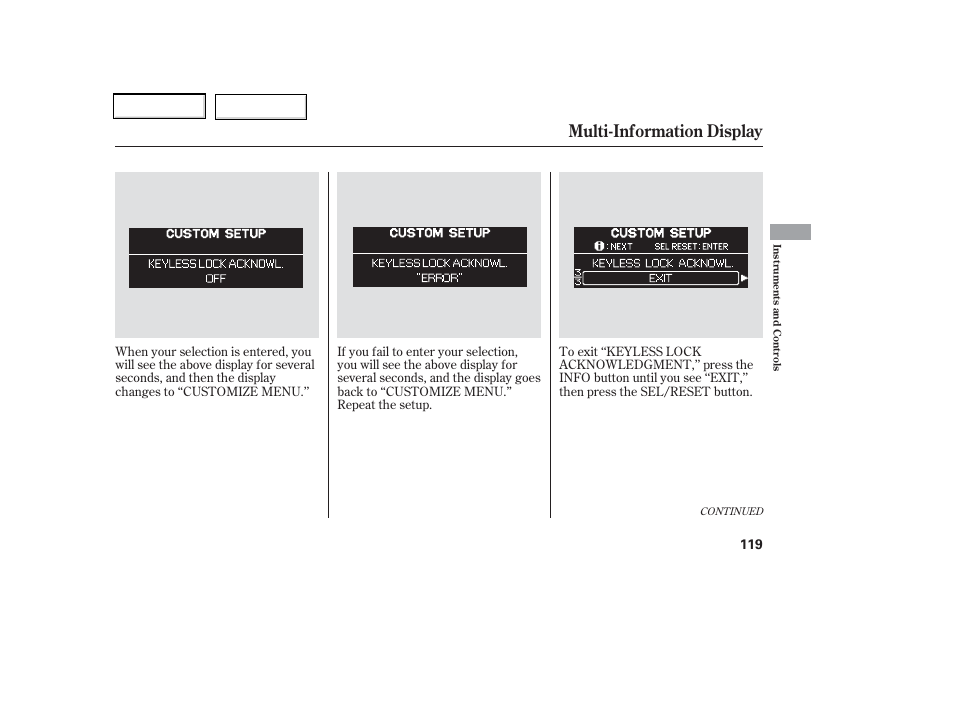 Multi-information display | HONDA 2006 Odyssey - Owner's Manual User Manual | Page 120 / 420