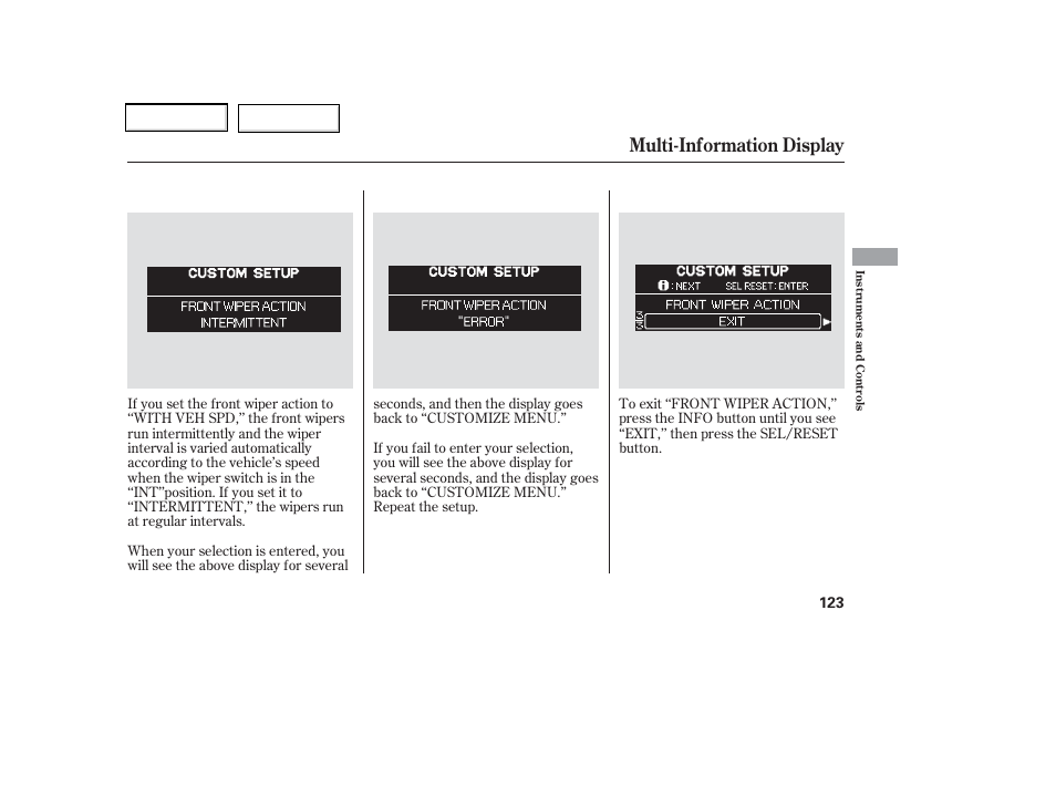 Multi-information display | HONDA 2006 Odyssey - Owner's Manual User Manual | Page 124 / 420