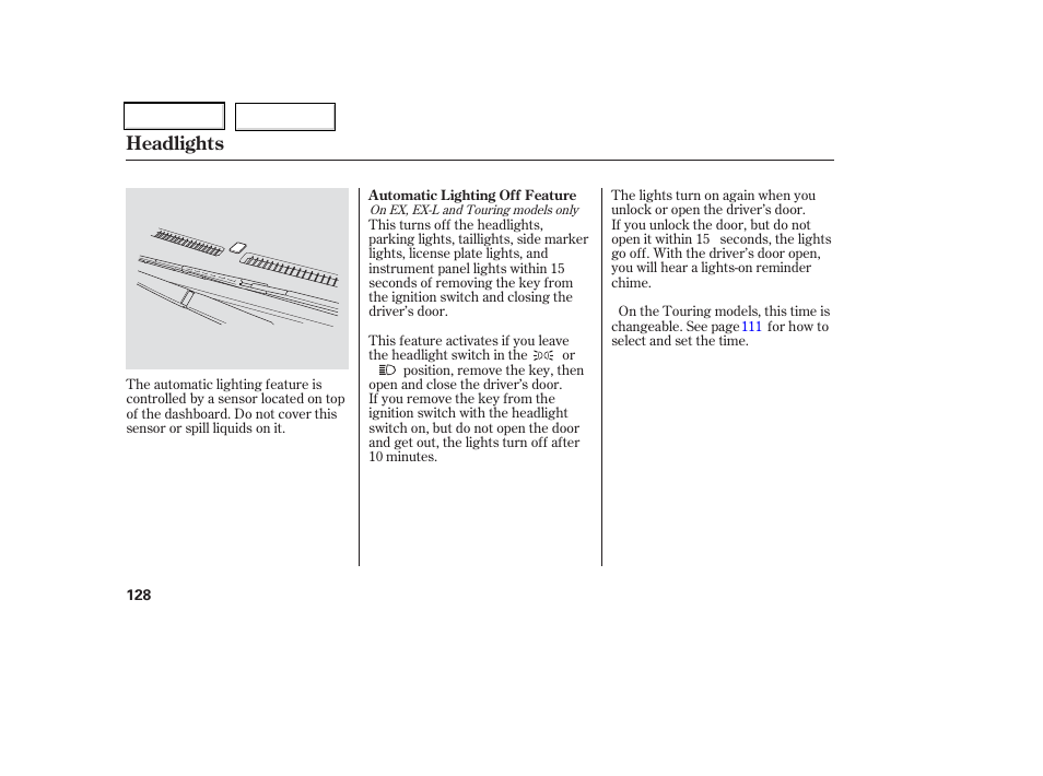 Headlights | HONDA 2006 Odyssey - Owner's Manual User Manual | Page 129 / 420