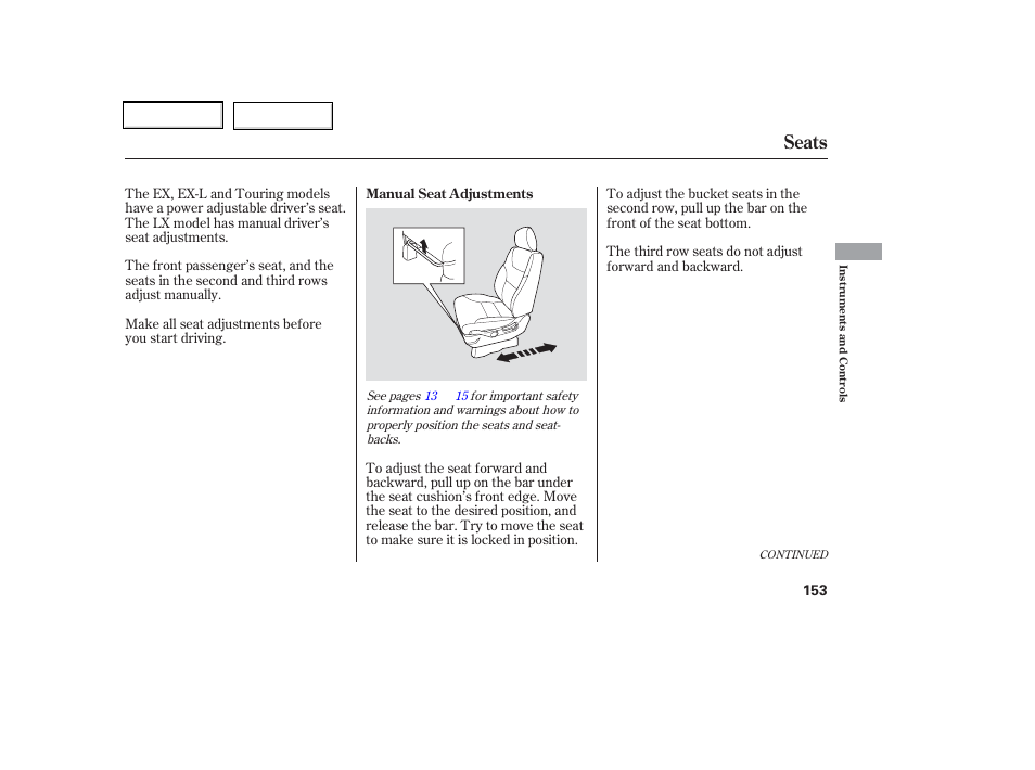 Seats | HONDA 2006 Odyssey - Owner's Manual User Manual | Page 154 / 420