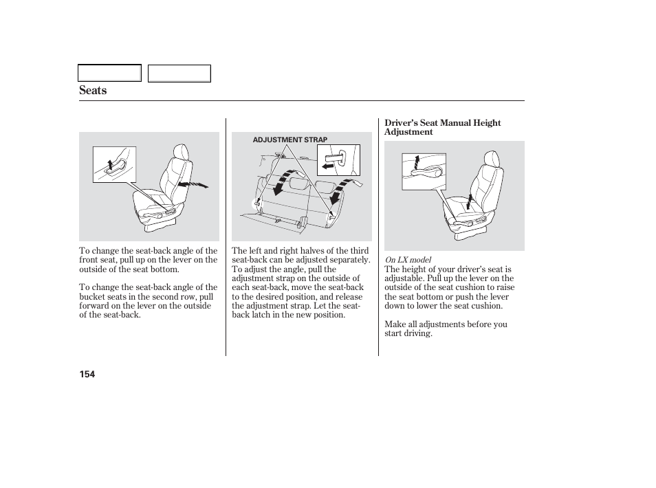 Seats | HONDA 2006 Odyssey - Owner's Manual User Manual | Page 155 / 420