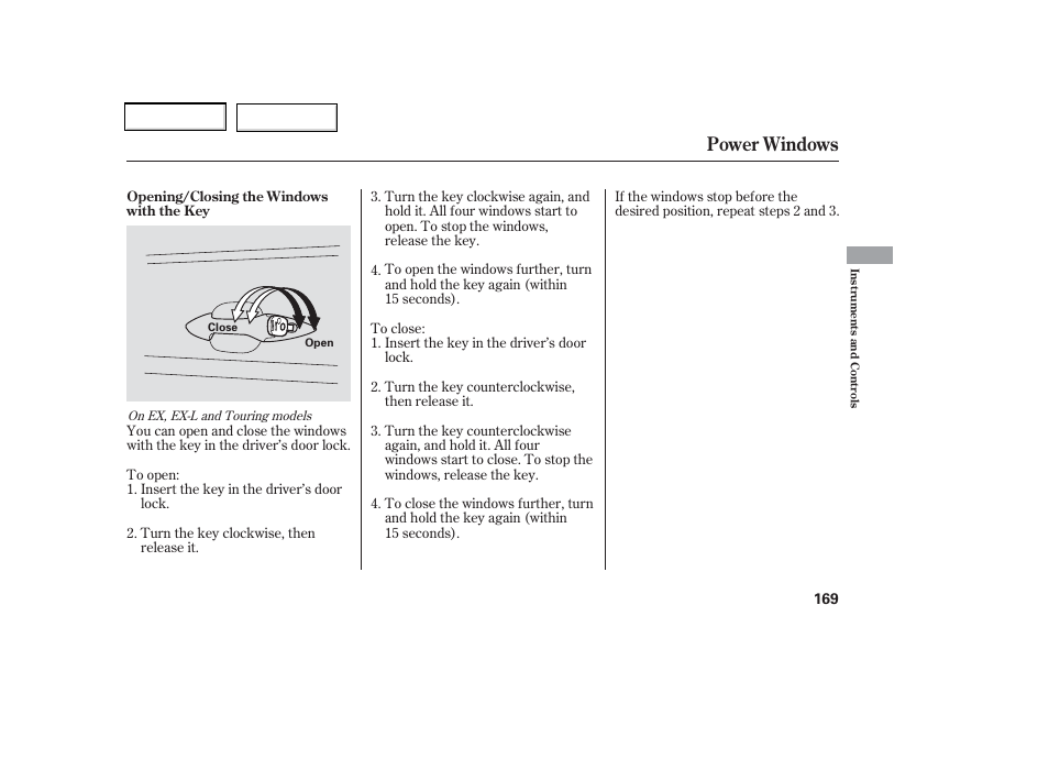 Power windows | HONDA 2006 Odyssey - Owner's Manual User Manual | Page 170 / 420