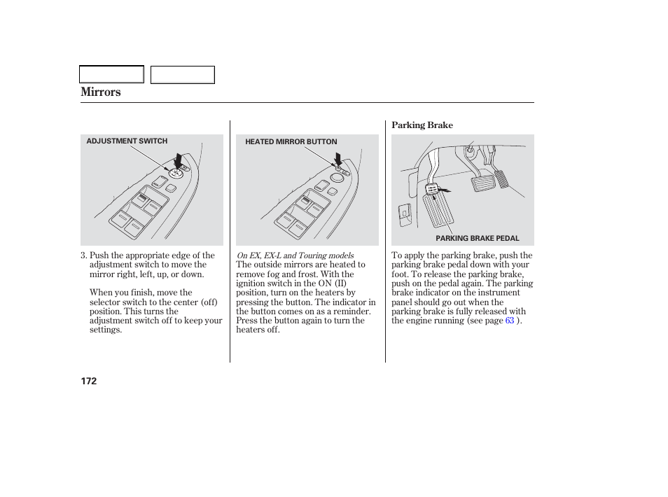 Mirrors | HONDA 2006 Odyssey - Owner's Manual User Manual | Page 173 / 420