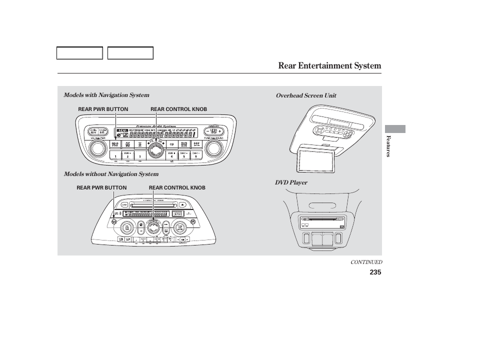 Rear entertainment system | HONDA 2006 Odyssey - Owner's Manual User Manual | Page 236 / 420