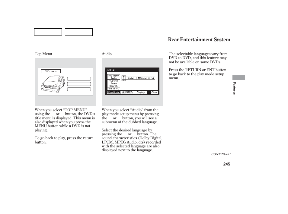 Rear entertainment system | HONDA 2006 Odyssey - Owner's Manual User Manual | Page 246 / 420