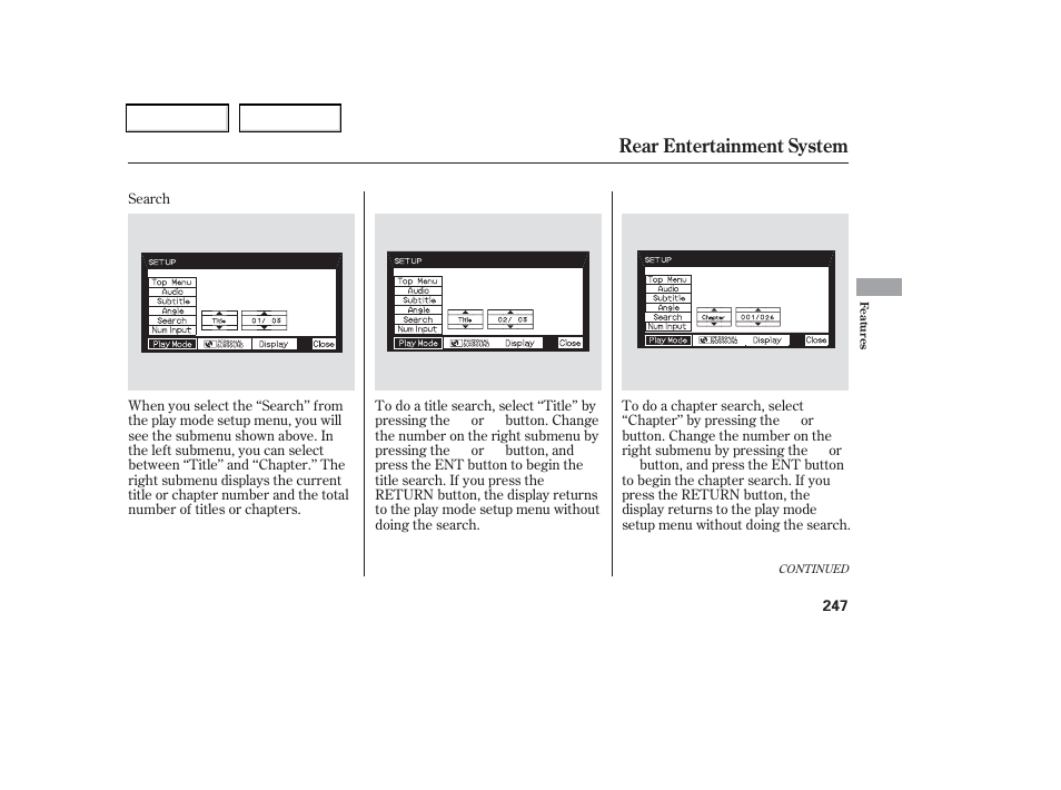 Rear entertainment system | HONDA 2006 Odyssey - Owner's Manual User Manual | Page 248 / 420