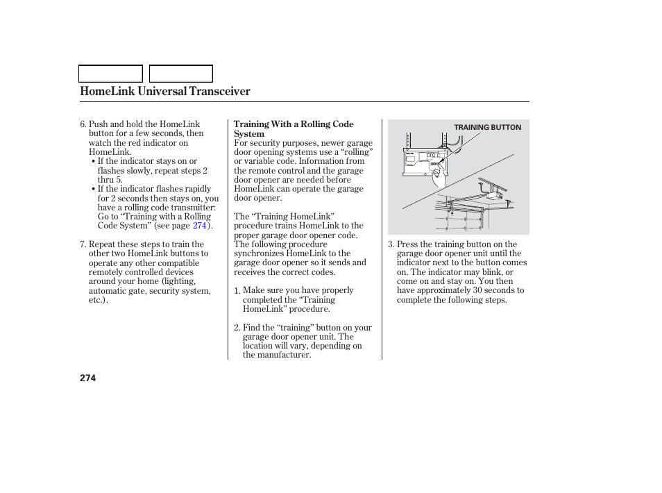 Homelink universal transceiver | HONDA 2006 Odyssey - Owner's Manual User Manual | Page 275 / 420