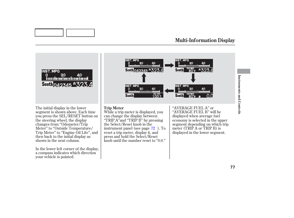 Multi-information display | HONDA 2006 Odyssey - Owner's Manual User Manual | Page 78 / 420