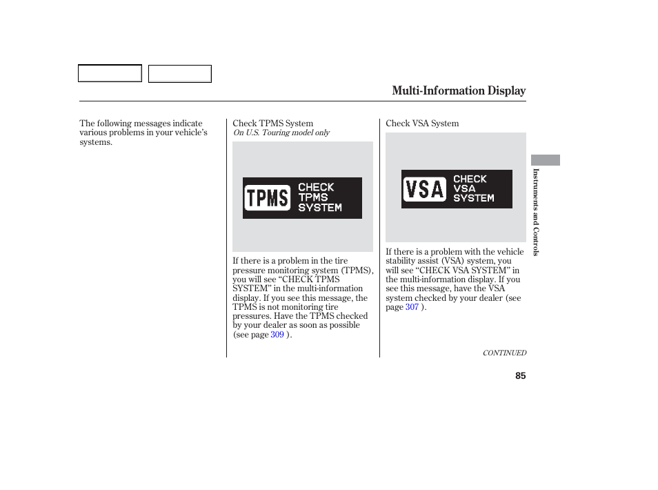 Multi-information display | HONDA 2006 Odyssey - Owner's Manual User Manual | Page 86 / 420