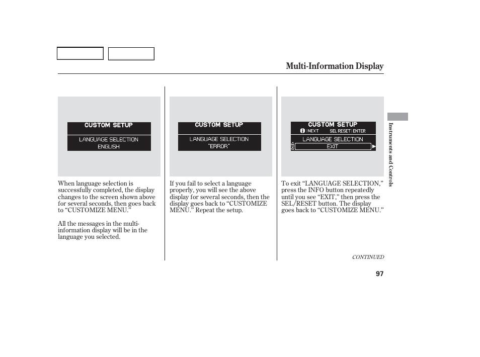 Multi-information display | HONDA 2006 Odyssey - Owner's Manual User Manual | Page 98 / 420