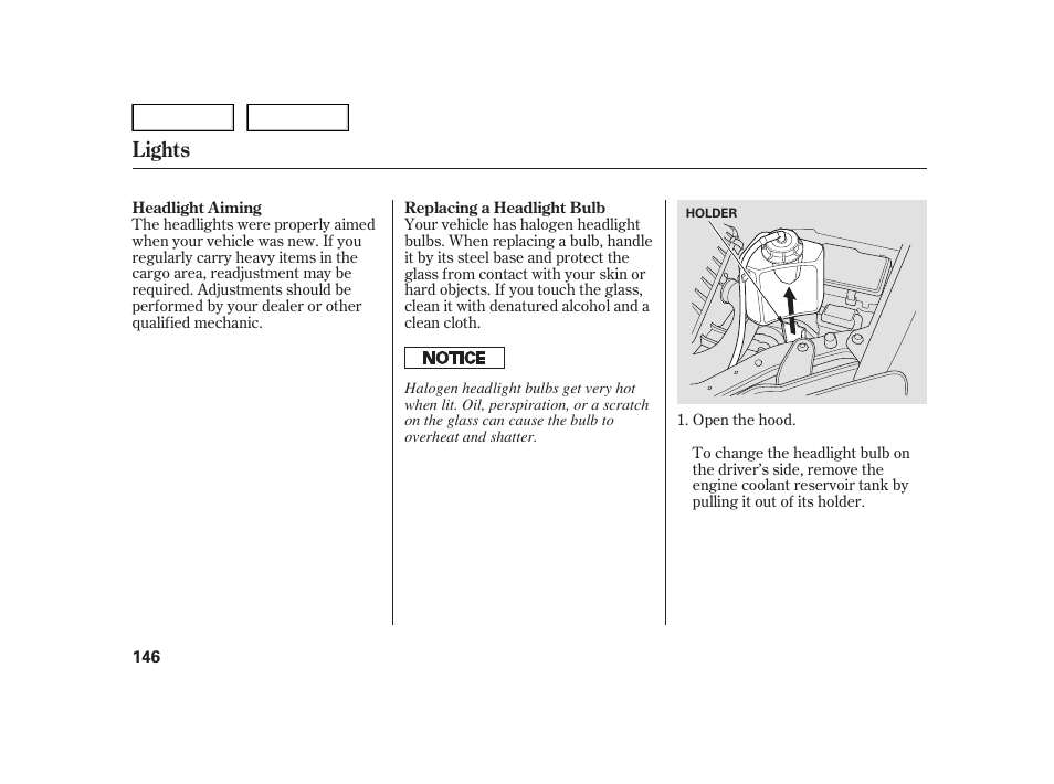 Lights | HONDA 2006 Insight  - Owner's Manual User Manual | Page 147 / 218