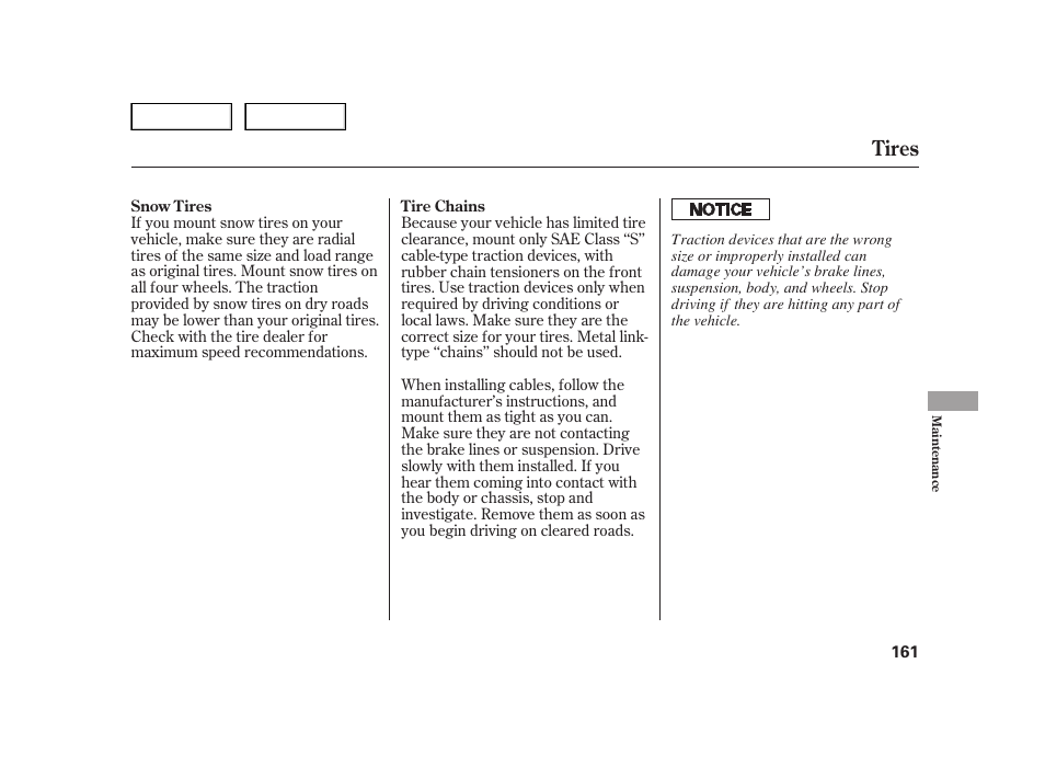 Tires | HONDA 2006 Insight  - Owner's Manual User Manual | Page 162 / 218