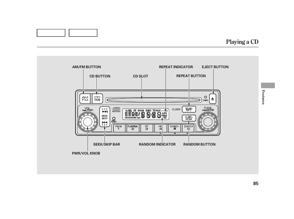 Playing a cd | HONDA 2006 Insight  - Owner's Manual User Manual | Page 86 / 218