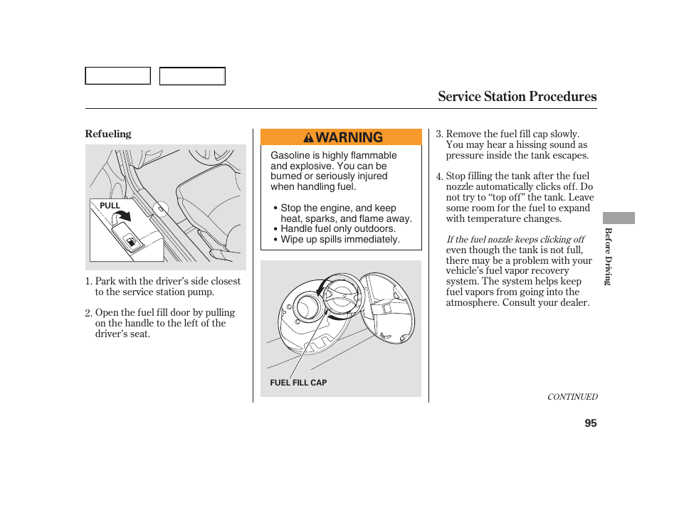 Service station procedures | HONDA 2006 Insight  - Owner's Manual User Manual | Page 96 / 218