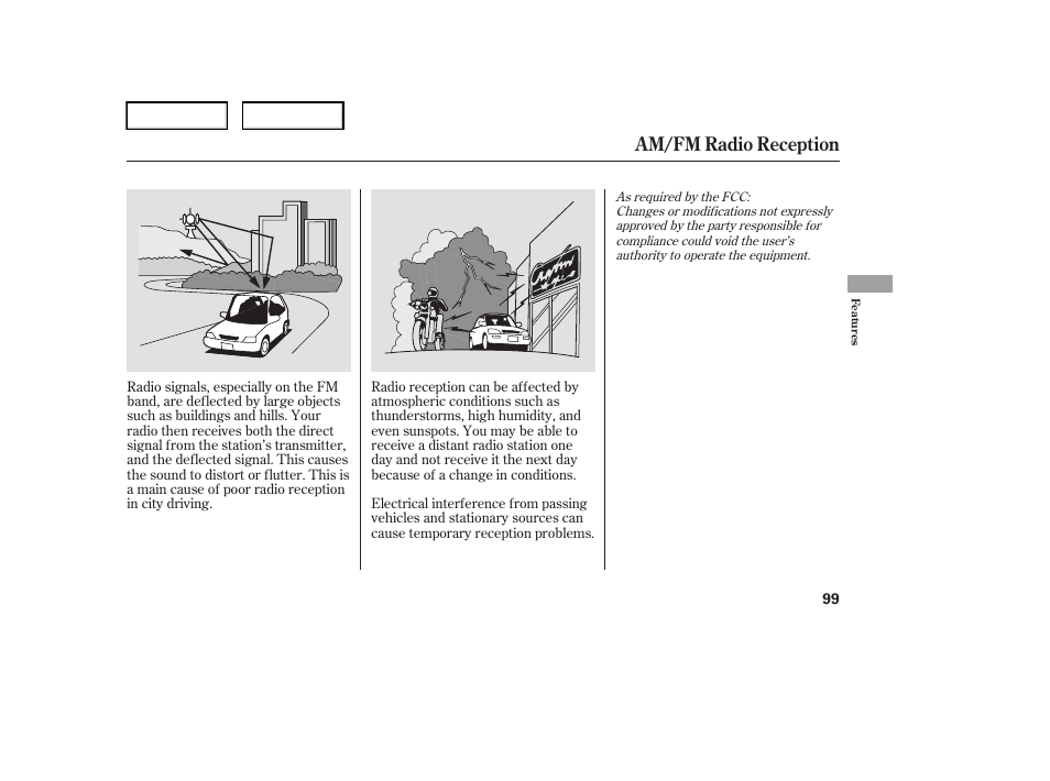 Am/fm radio reception | HONDA 2006 Element - Owner's Manual User Manual | Page 101 / 249