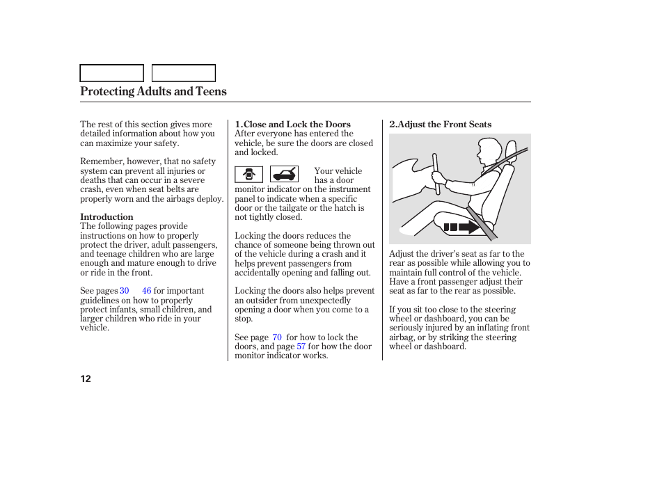 Protecting adults and teens | HONDA 2006 Element - Owner's Manual User Manual | Page 14 / 249