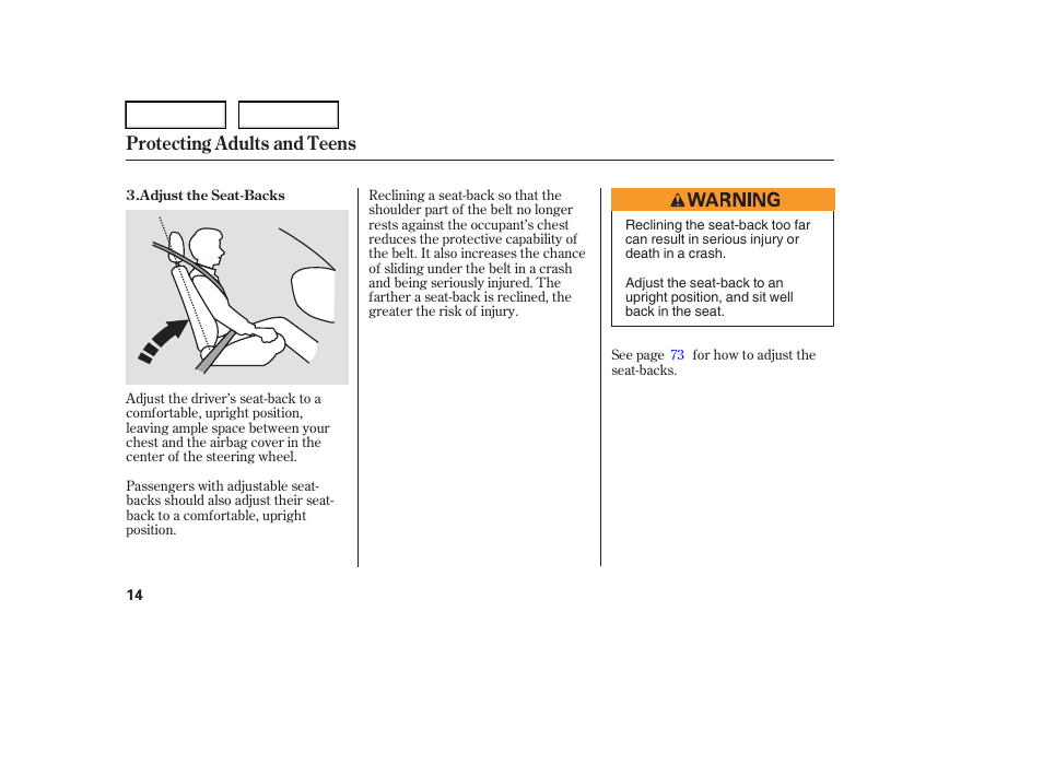 Protecting adults and teens | HONDA 2006 Element - Owner's Manual User Manual | Page 16 / 249