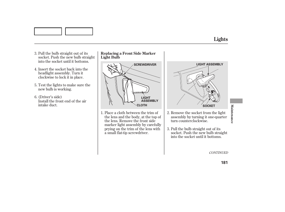 Lights | HONDA 2006 Element - Owner's Manual User Manual | Page 183 / 249