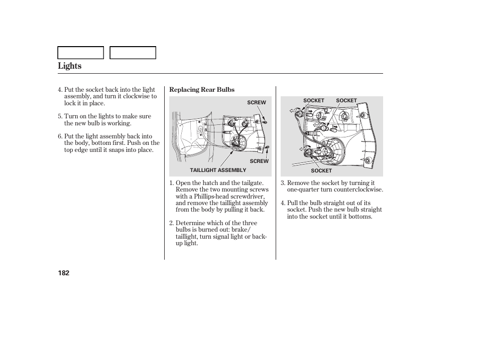 Lights | HONDA 2006 Element - Owner's Manual User Manual | Page 184 / 249