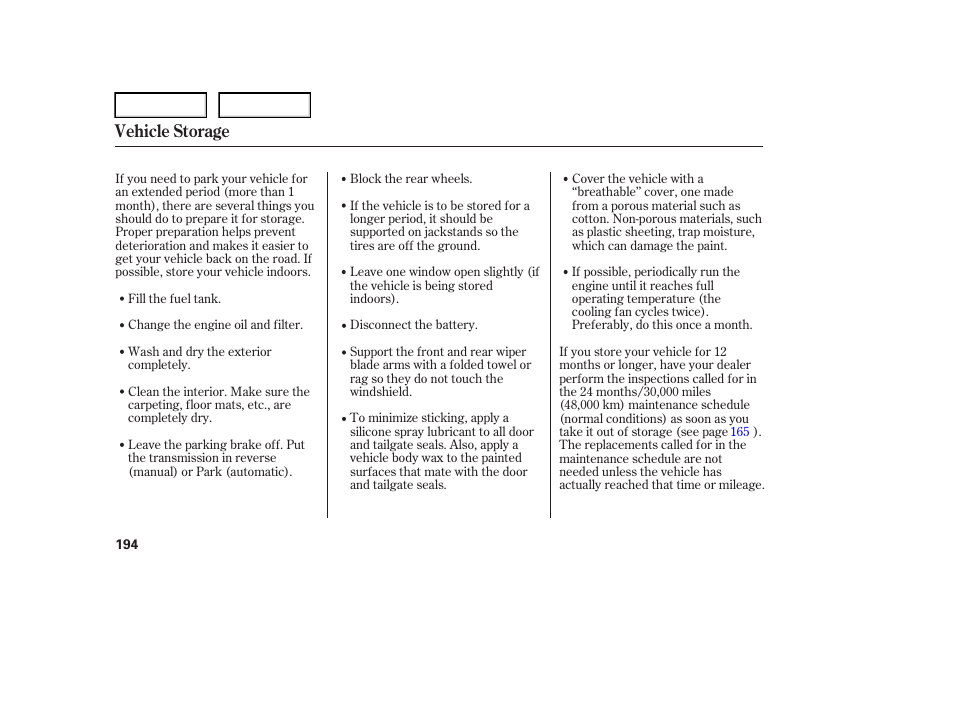 Vehicle storage | HONDA 2006 Element - Owner's Manual User Manual | Page 196 / 249