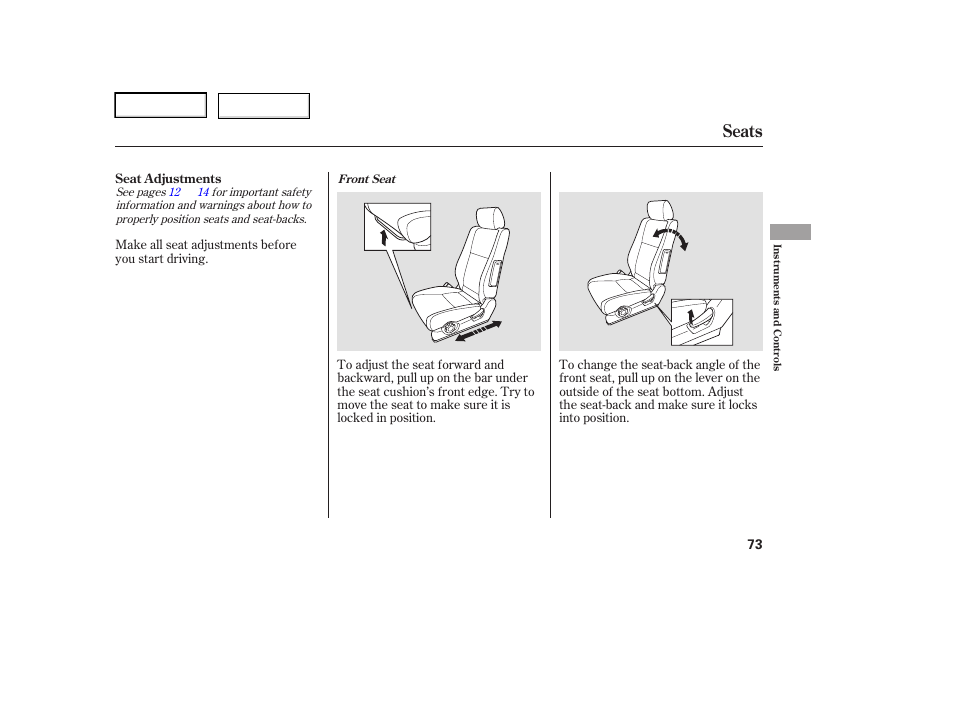 Seats | HONDA 2006 Element - Owner's Manual User Manual | Page 75 / 249